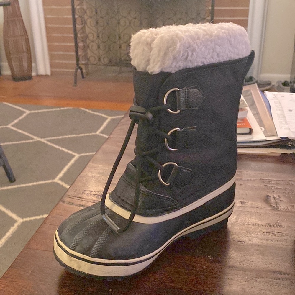 Sorel Waterproof Fleece Lined Duck Boots Navy Blue Kids Size 1 - Picture 3 of 11